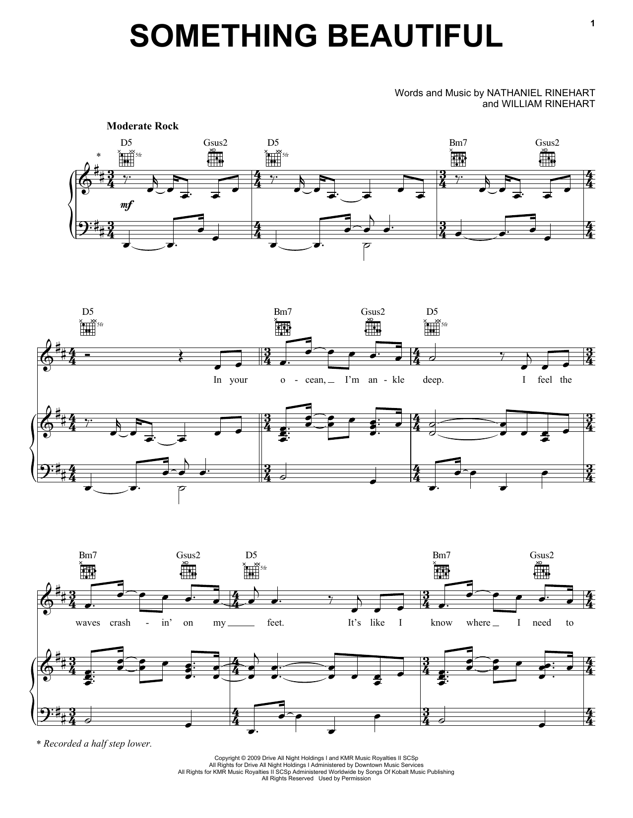 NEEDTOBREATHE Something Beautiful sheet music notes and chords. Download Printable PDF.