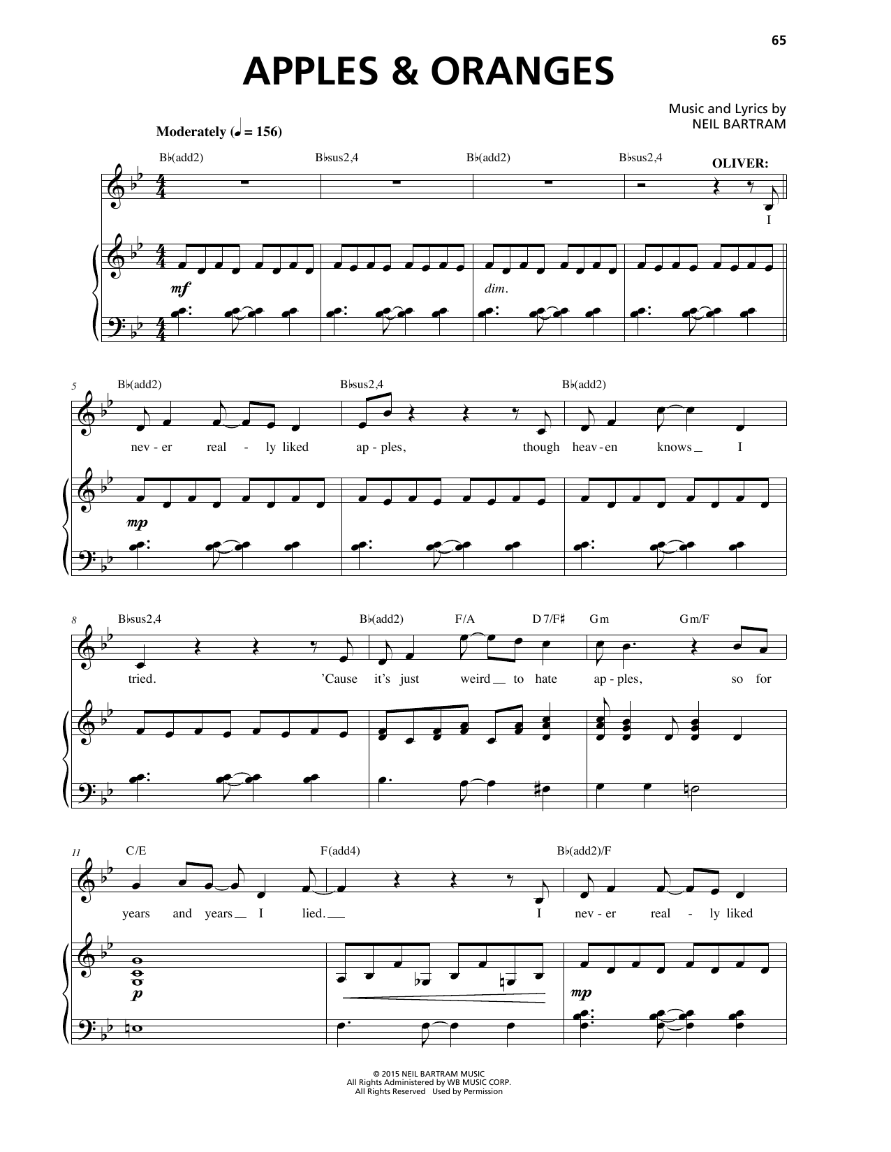 Neil Bartram Apples & Oranges sheet music notes and chords. Download Printable PDF.