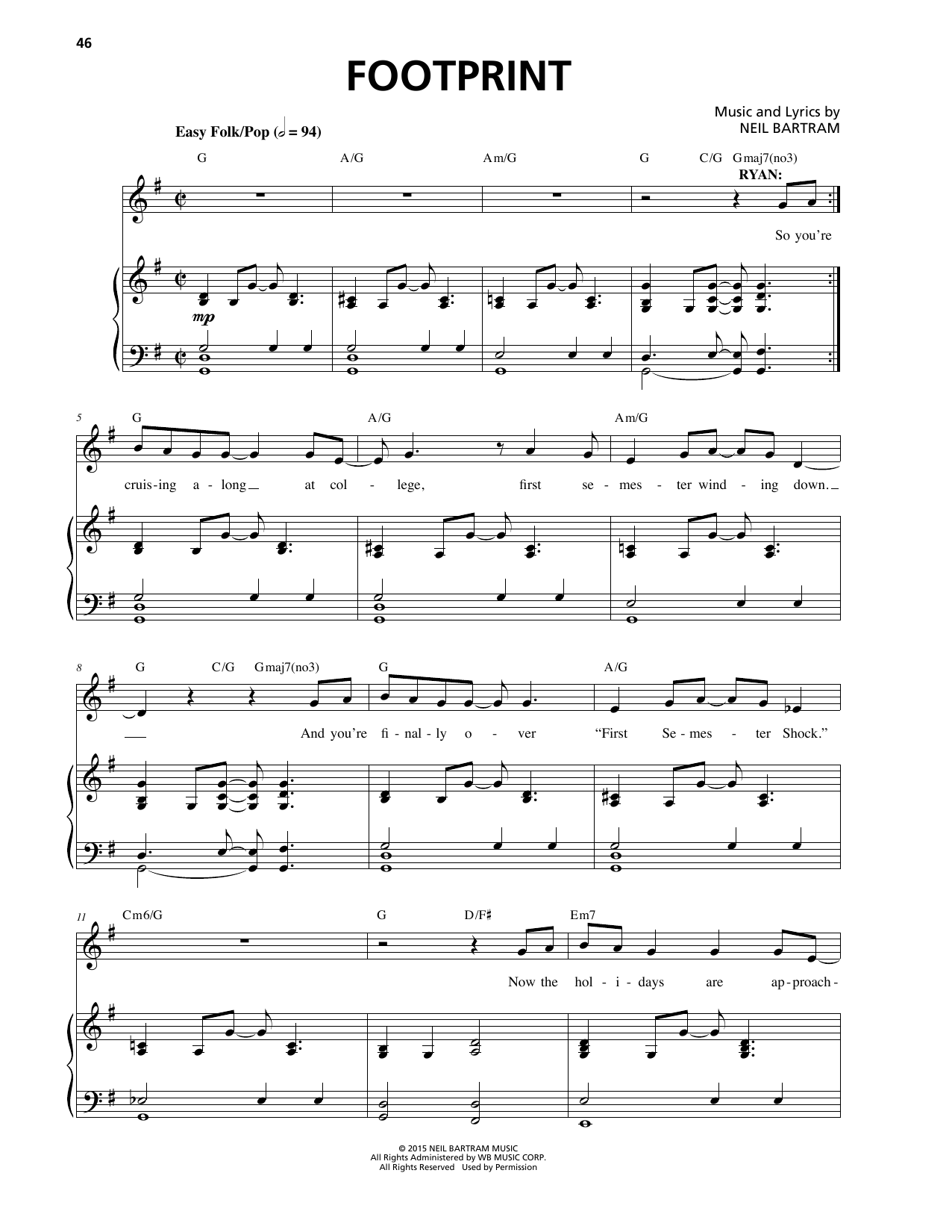 Neil Bartram Footprint sheet music notes and chords. Download Printable PDF.