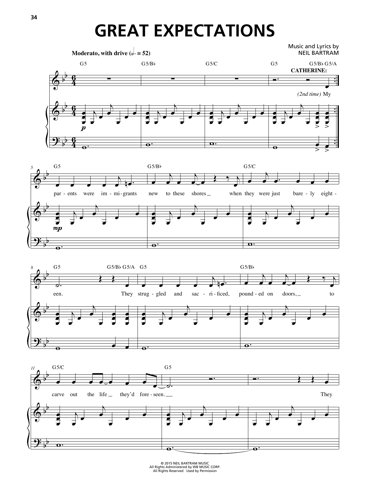 Learn to play Neil Bartram Great Expectations sheet music for Piano & Vocal in minutes. Price: 7.8900$ Neil Bartram Great Expectations sheet music notes and chords arranged for Piano & Vocal