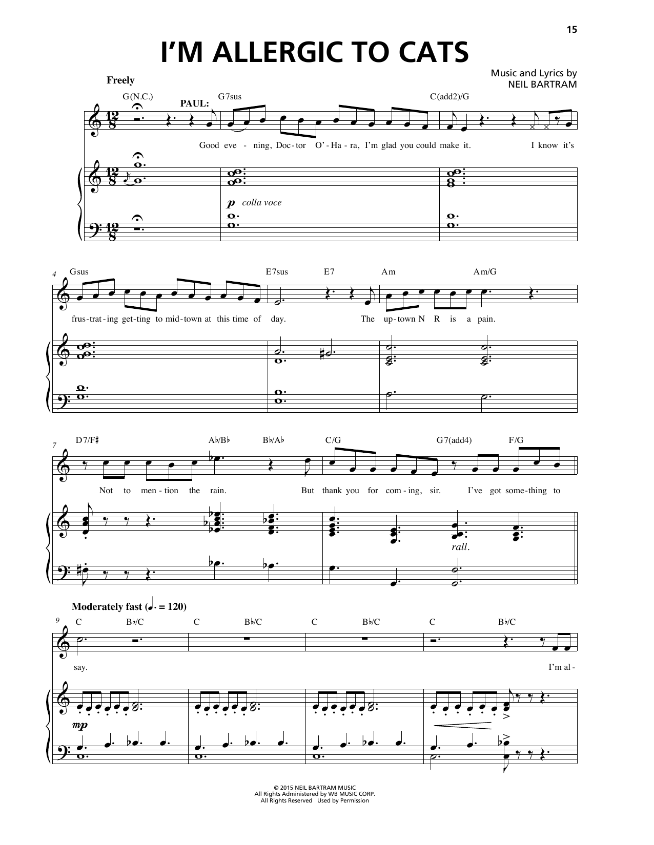 Neil Bartram I'm Allergic To Cats sheet music notes and chords. Download Printable PDF.