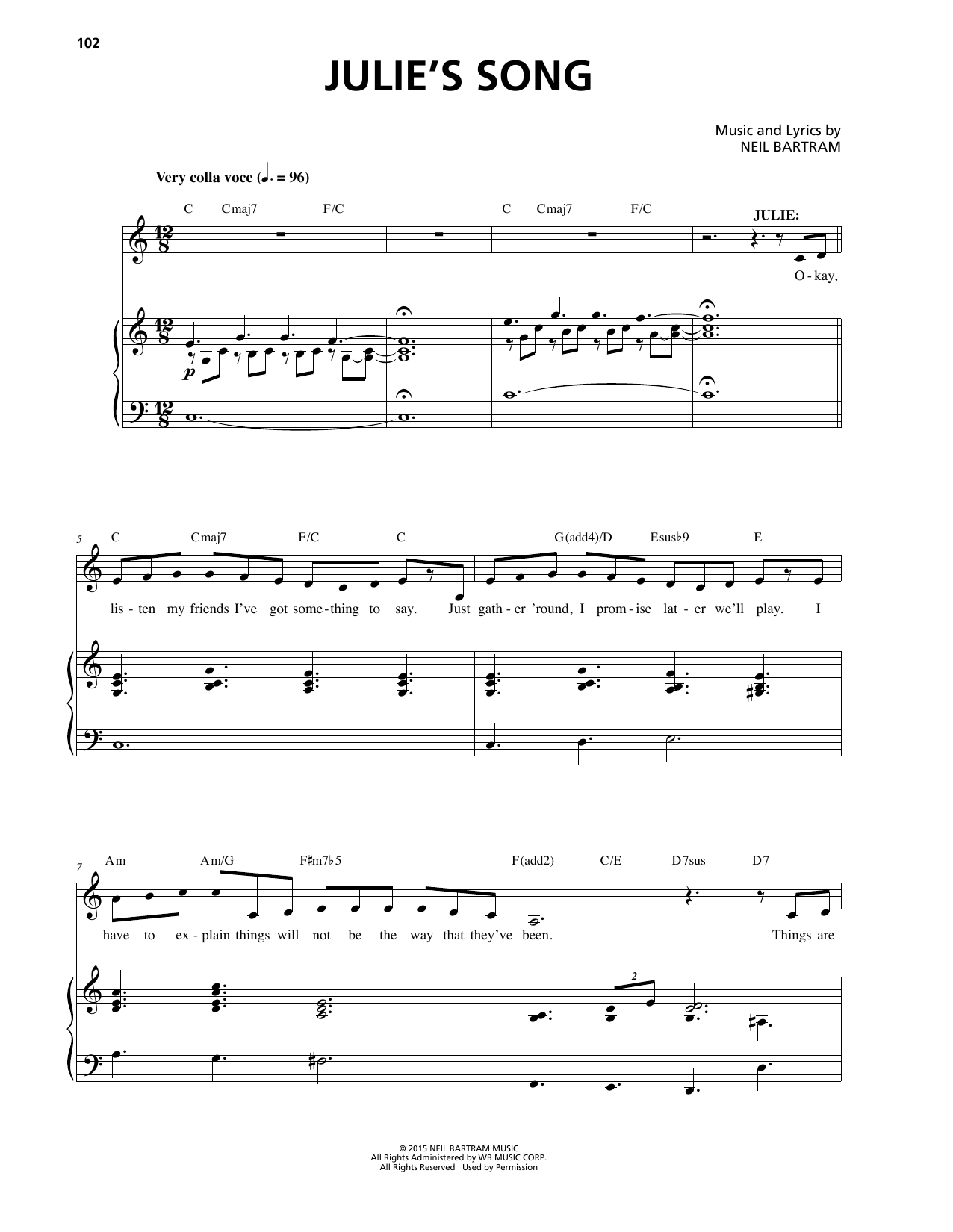 Neil Bartram Julie's Song sheet music notes and chords. Download Printable PDF.