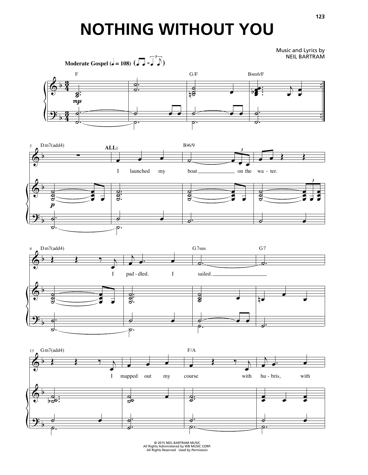 Learn to play Neil Bartram Nothing Without You sheet music for Piano & Vocal in minutes. Price: 7.8900$ Neil Bartram Nothing Without You sheet music notes and chords arranged for Piano & Vocal