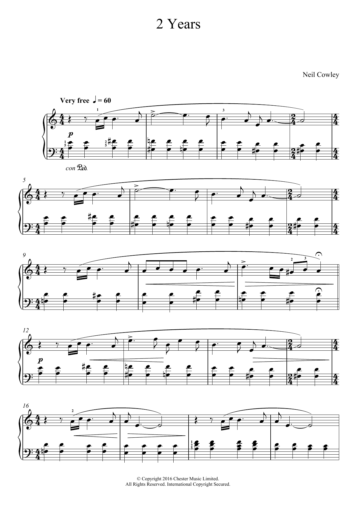 Learn to play Neil Cowley 2 Years sheet music for Easy Piano in minutes. Price: 6.9900$ Neil Cowley 2 Years sheet music notes and chords arranged for Easy Piano