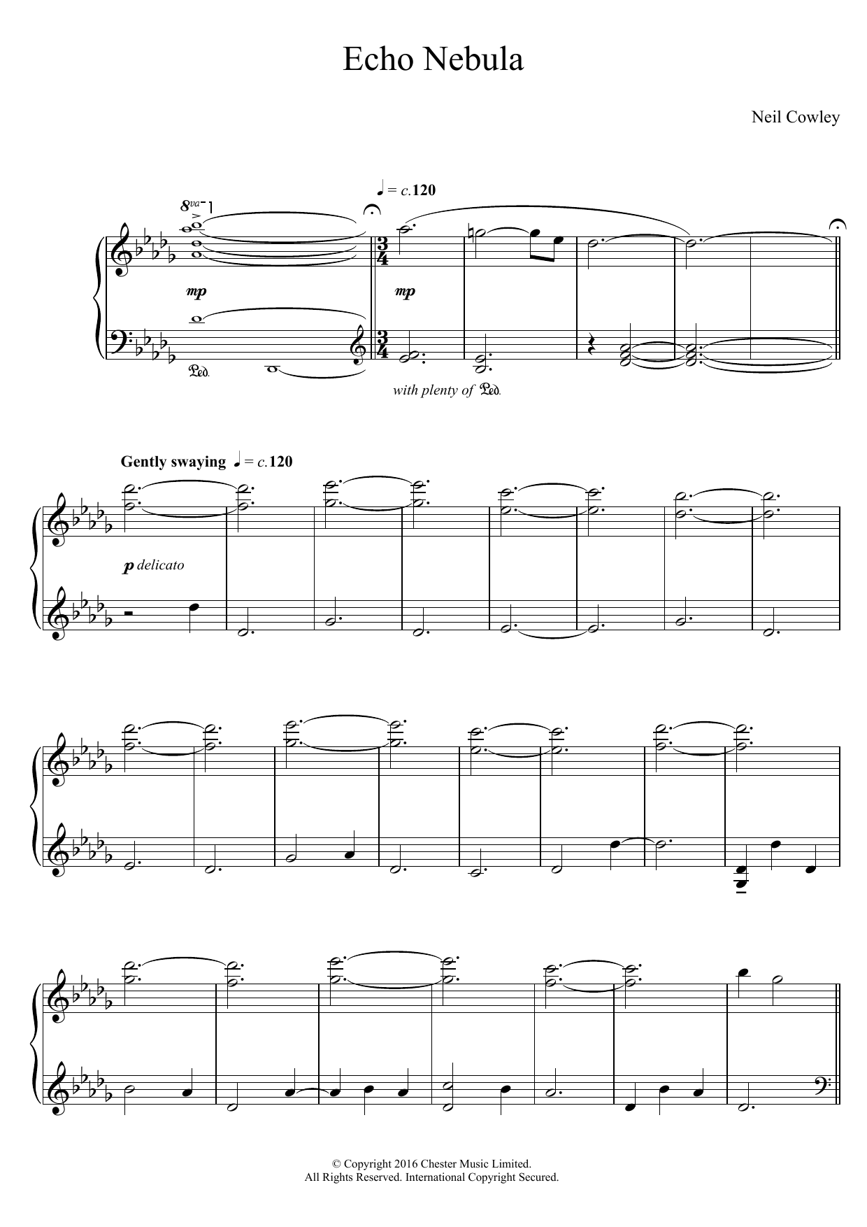 Learn to play Neil Cowley Trio Echo Nebula sheet music for Piano Solo in minutes. Price: 7.8900$ Neil Cowley Trio Echo Nebula sheet music notes and chords arranged for Piano Solo