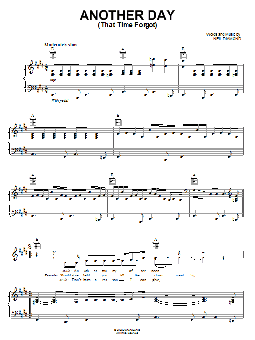 Neil Diamond Another Day (That Time Forgot) sheet music notes and chords arranged for Piano, Vocal & Guitar Chords (Right-Hand Melody)