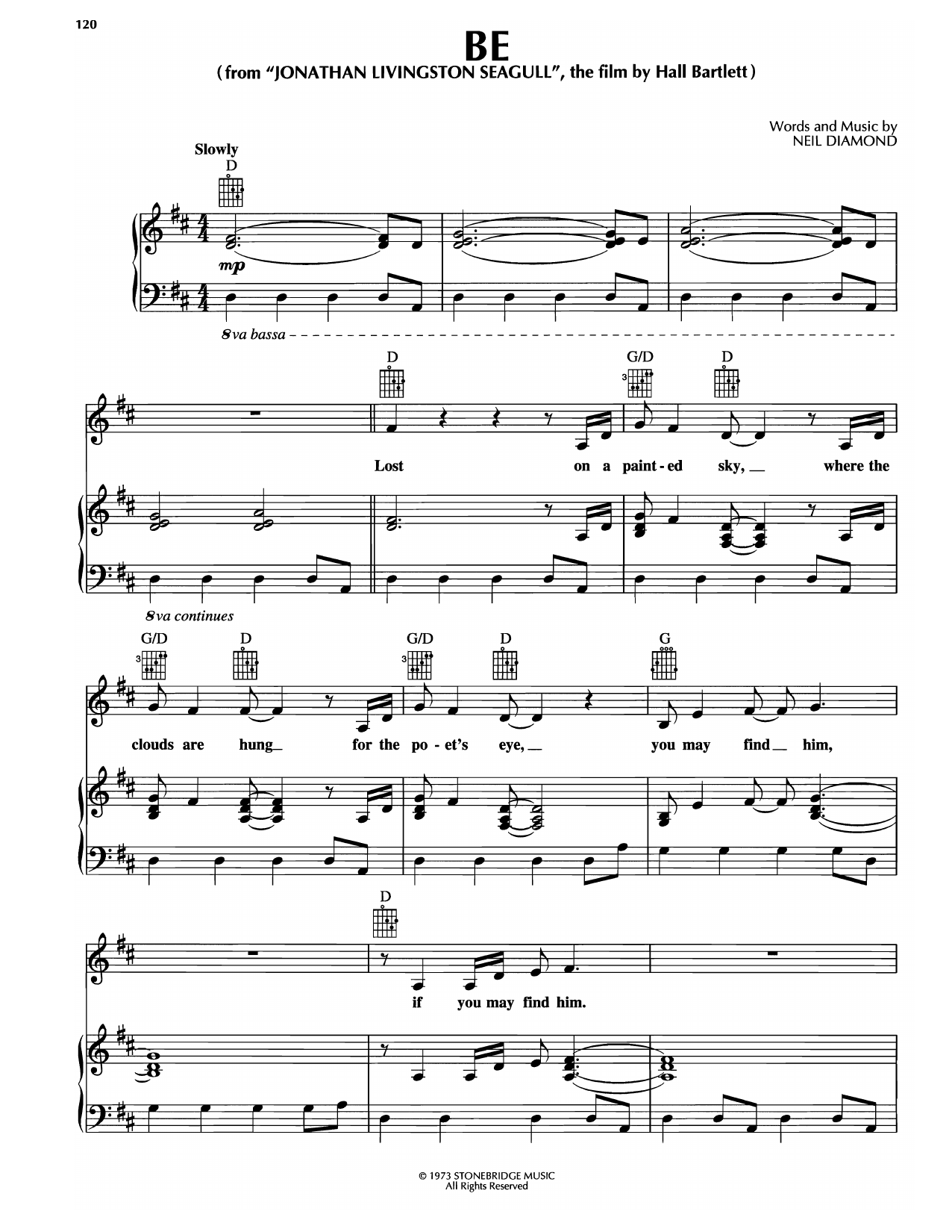 Neil Diamond Be sheet music notes and chords. Download Printable PDF.