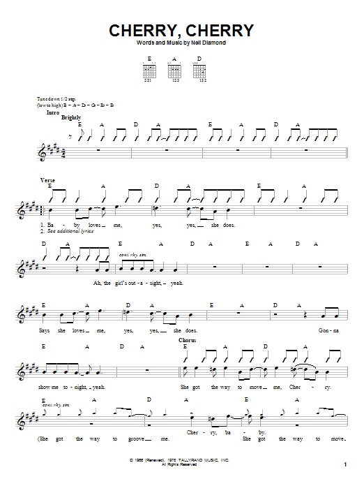 Neil Diamond Cherry, Cherry sheet music notes and chords. Download Printable PDF.