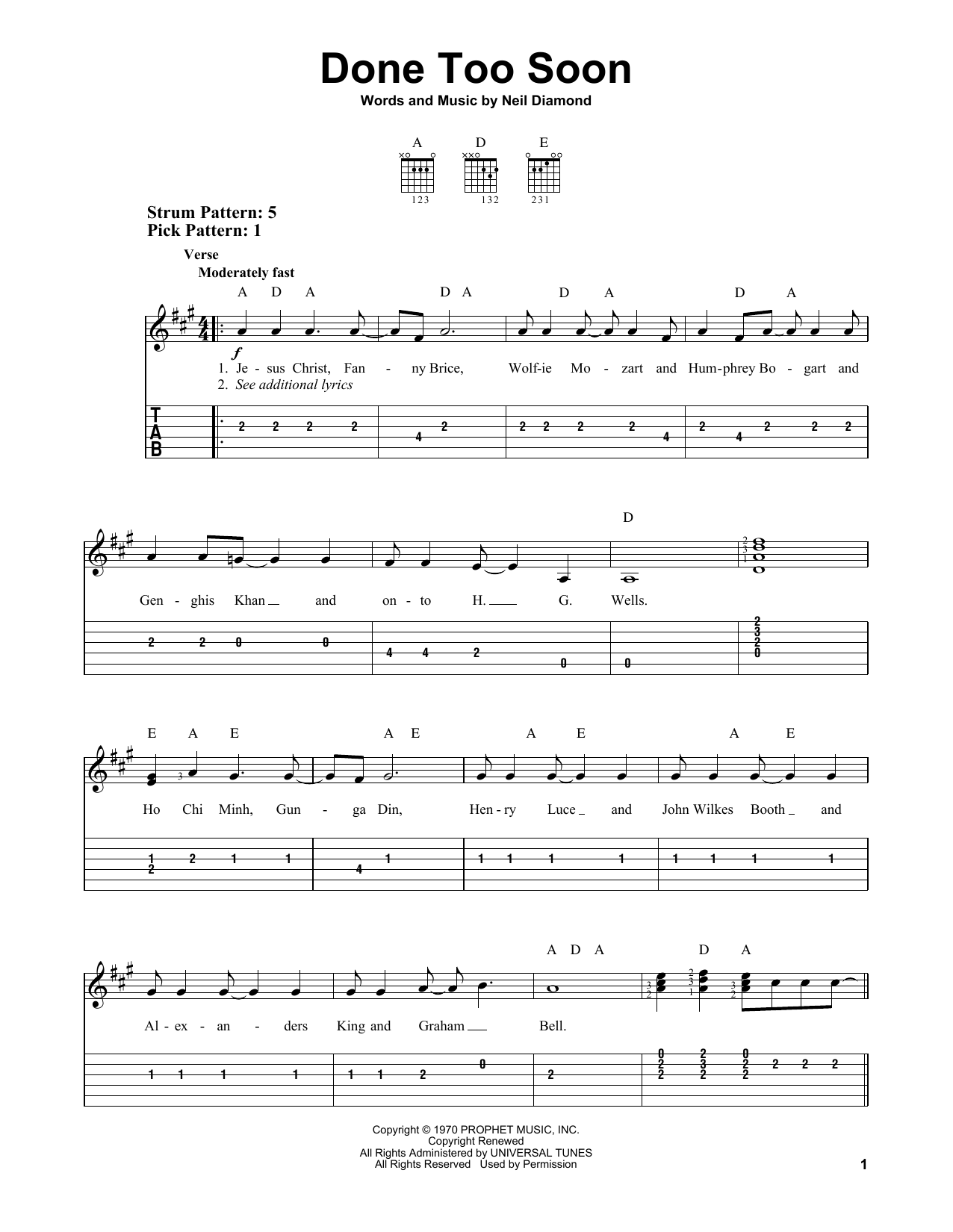 Neil Diamond Done Too Soon sheet music notes and chords. Download Printable PDF.