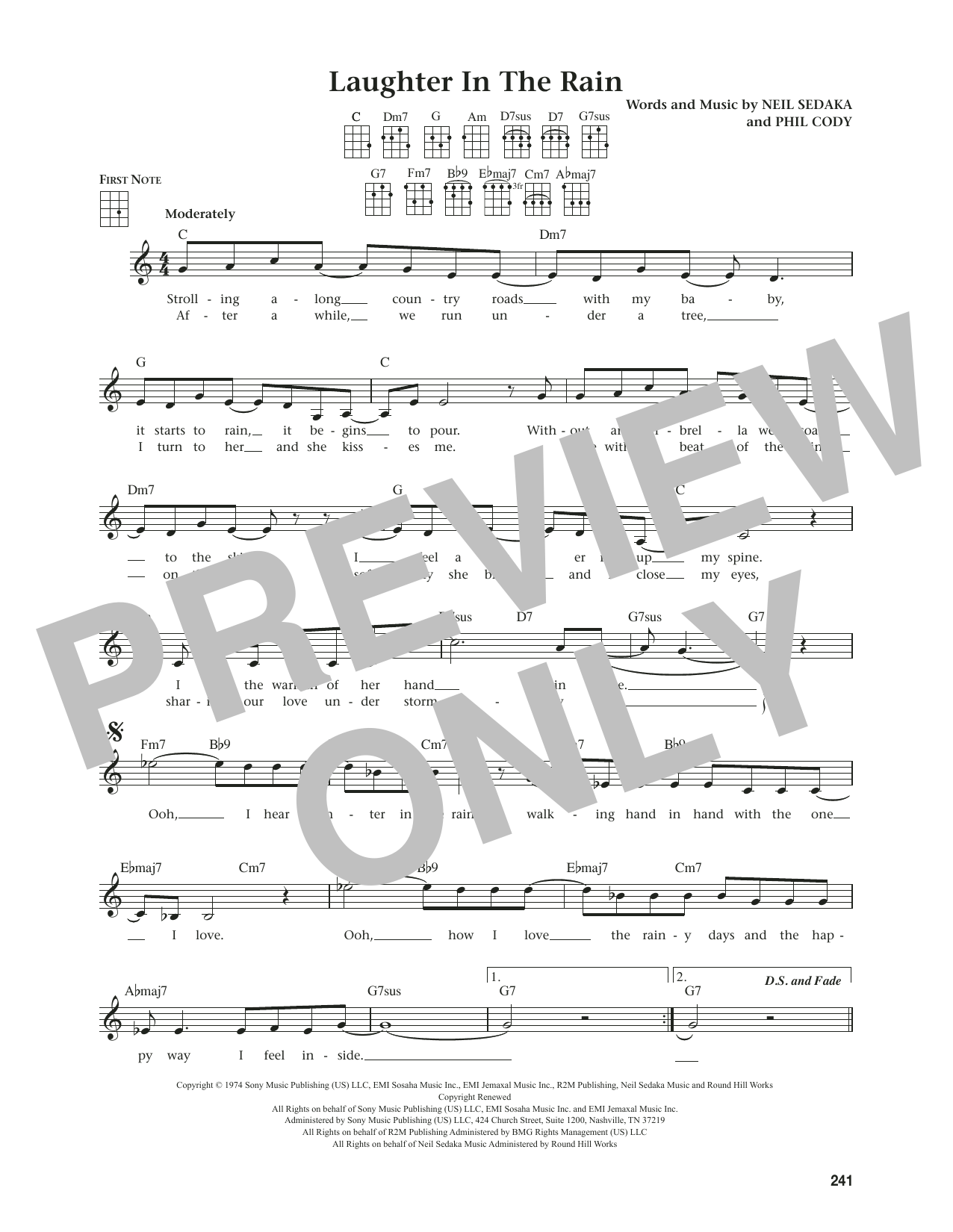 Neil Sedaka Laughter In The Rain (from The Daily Ukulele) (arr. Jim Beloff) sheet music notes and chords. Download Printable PDF.