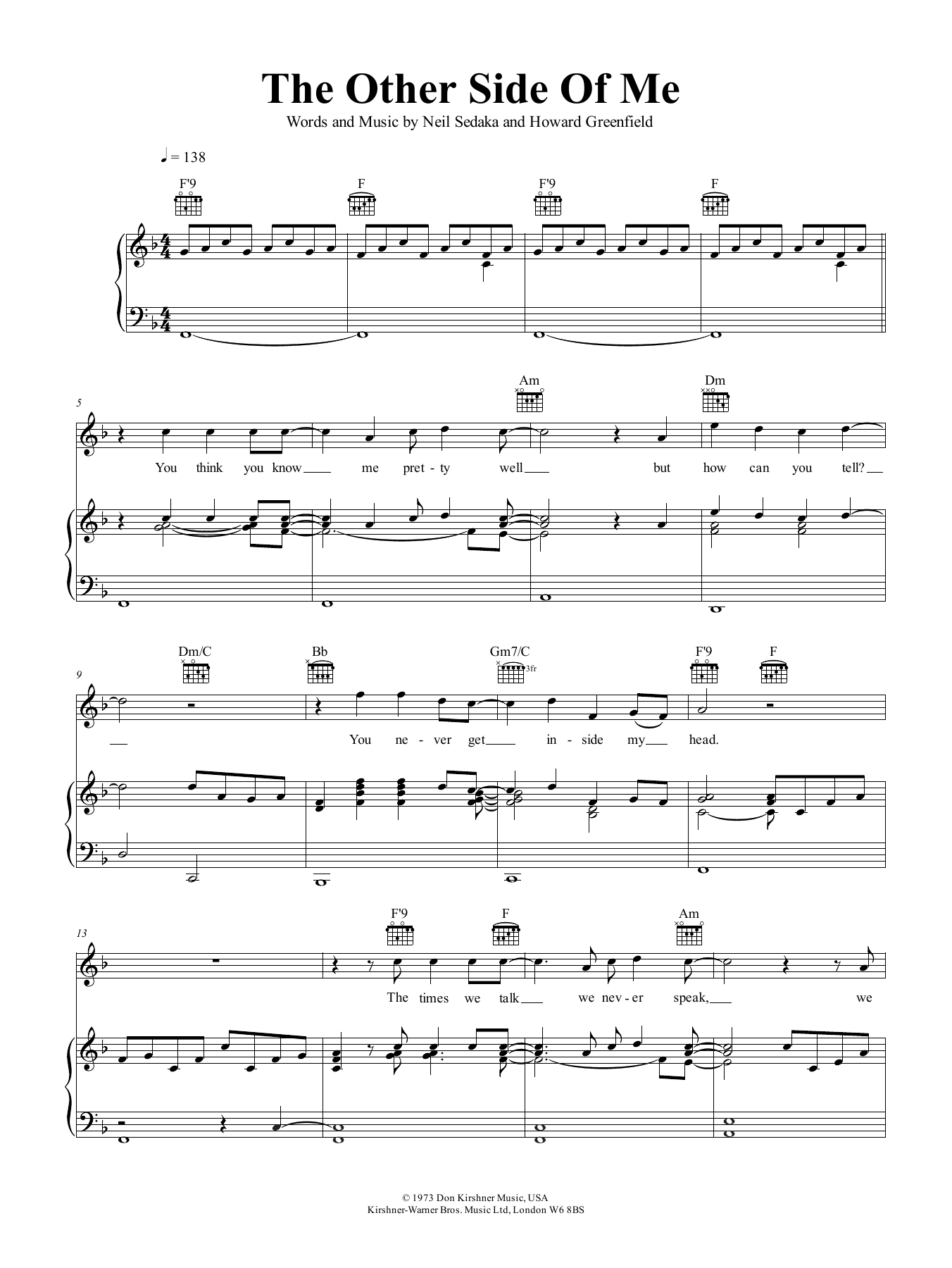 Learn to play Neil Sedaka The Other Side Of Me sheet music for Piano, Vocal & Guitar Chords (Right-Hand Melody) in minutes. Price: 6.9900$ Neil Sedaka The Other Side Of Me sheet music notes and chords arranged for Piano, Vocal & Guitar Chords (Right-Hand Melody)
