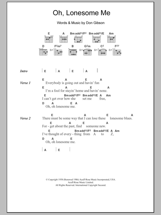 Neil Young Oh, Lonesome Me sheet music notes and chords. Download Printable PDF.