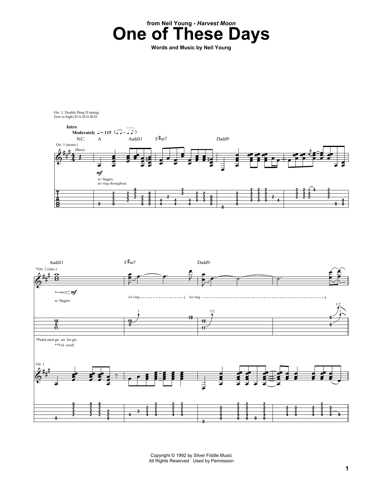 Learn to play Neil Young One Of These Days sheet music for Guitar Tab in minutes. Price: 7.8900$ Neil Young One Of These Days sheet music notes and chords arranged for Guitar Tab