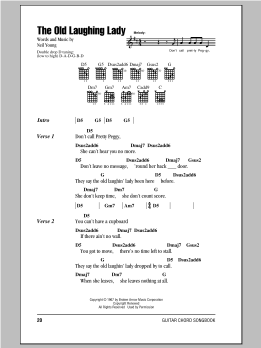 Neil Young The Old Laughing Lady sheet music notes and chords. Download Printable PDF.