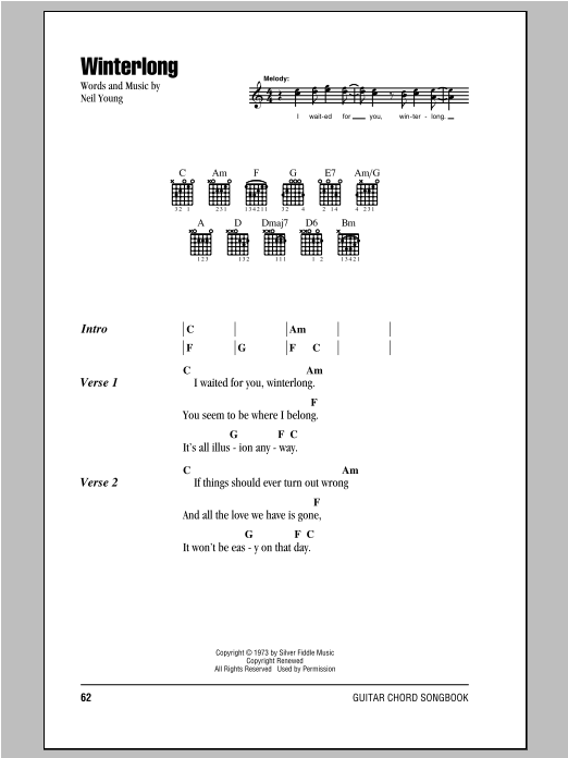 Neil Young Winterlong sheet music notes and chords. Download Printable PDF.