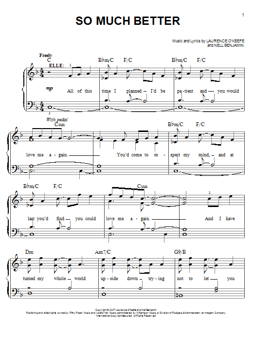 Laurence O'Keefe So Much Better (from Legally Blonde) sheet music notes and chords. Download Printable PDF.