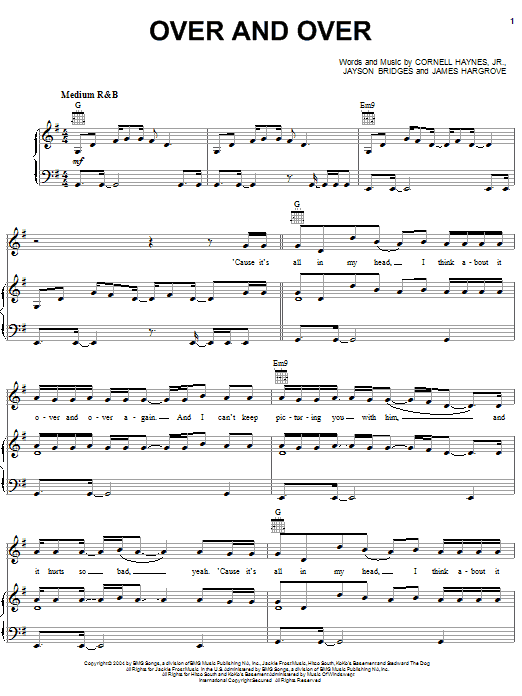 Learn to play Nelly Over And Over (feat. Tim McGraw) sheet music for Piano, Vocal & Guitar Chords in minutes. Price: 7.8900$ Nelly Over And Over (feat. Tim McGraw) sheet music notes and chords arranged for Piano, Vocal & Guitar Chords