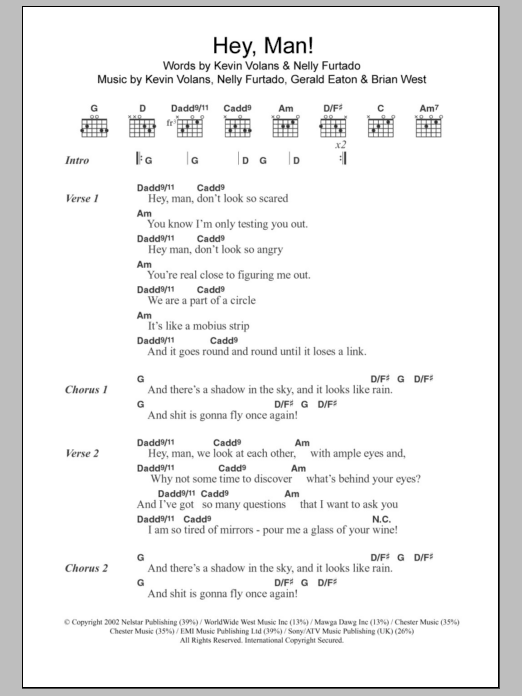 Nelly Furtado Hey, Man! sheet music notes and chords. Download Printable PDF.