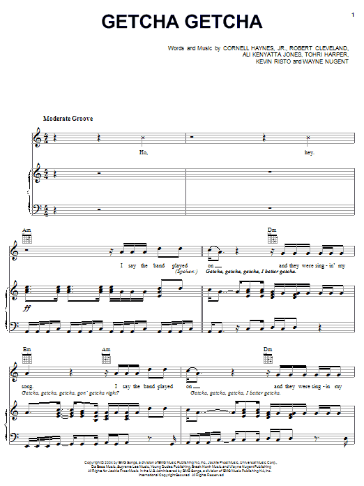 Learn to play Nelly Getcha Getcha sheet music for Piano, Vocal & Guitar Chords (Right-Hand Melody) in minutes. Price: 7.8900$ Nelly Getcha Getcha sheet music notes and chords arranged for Piano, Vocal & Guitar Chords (Right-Hand Melody)
