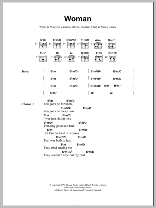 Neneh Cherry Woman sheet music notes and chords. Download Printable PDF.