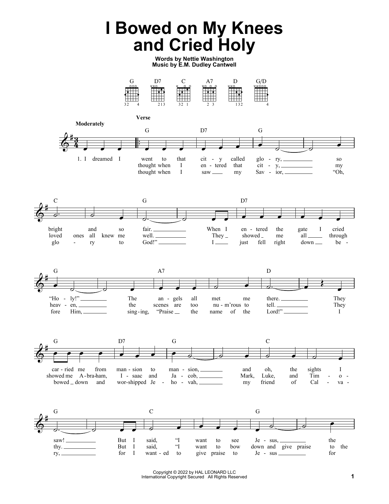 Nettie Dudley Washington I Bowed On My Knees And Cried Holy sheet music notes and chords. Download Printable PDF.