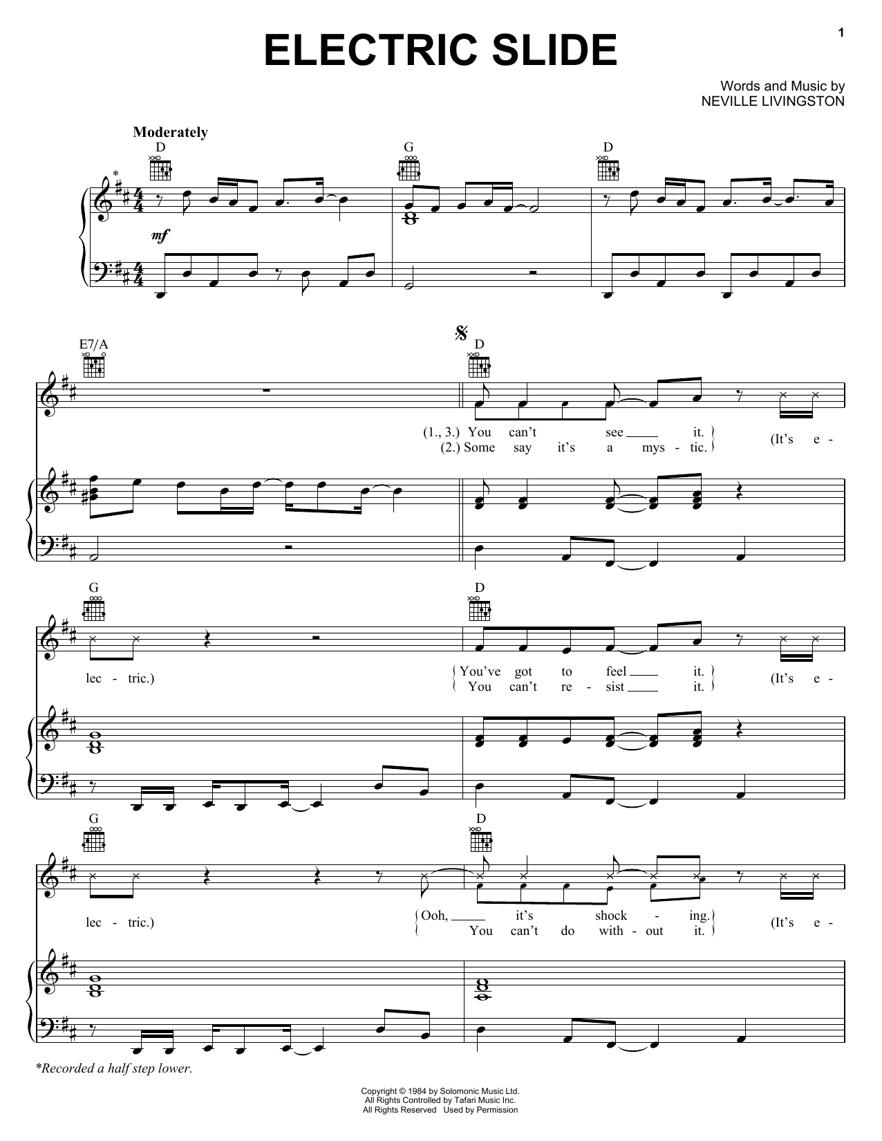 Neville Livingston Electric Slide sheet music notes and chords. Download Printable PDF.