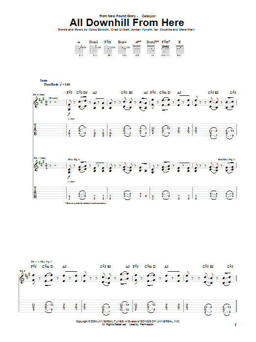 Learn to play New Found Glory All Downhill From Here sheet music for Guitar Tab in minutes. Price: 7.8900$ New Found Glory All Downhill From Here sheet music notes and chords arranged for Guitar Tab