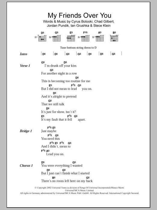 New Found Glory My Friends Over You sheet music notes and chords. Download Printable PDF.