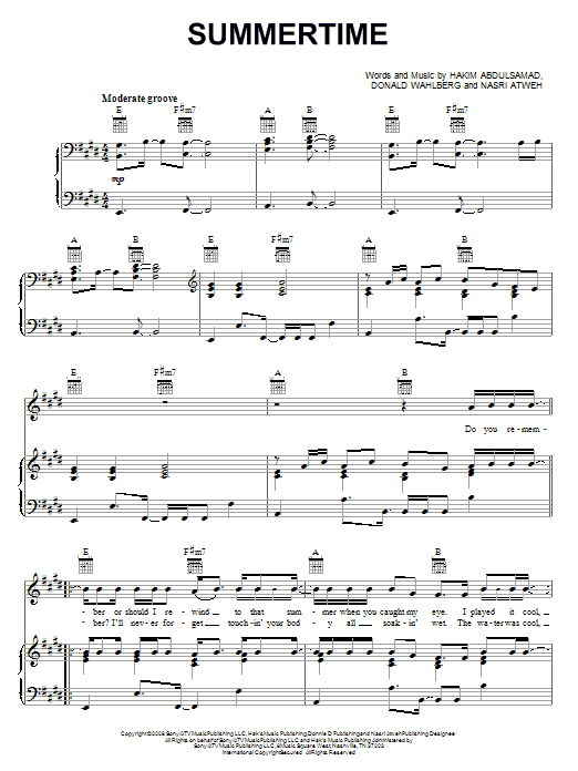 Learn to play New Kids On The Block Summertime sheet music for Piano, Vocal & Guitar Chords (Right-Hand Melody) in minutes. Price: 7.8900$ New Kids On The Block Summertime sheet music notes and chords arranged for Piano, Vocal & Guitar Chords (Right-Hand Melody)