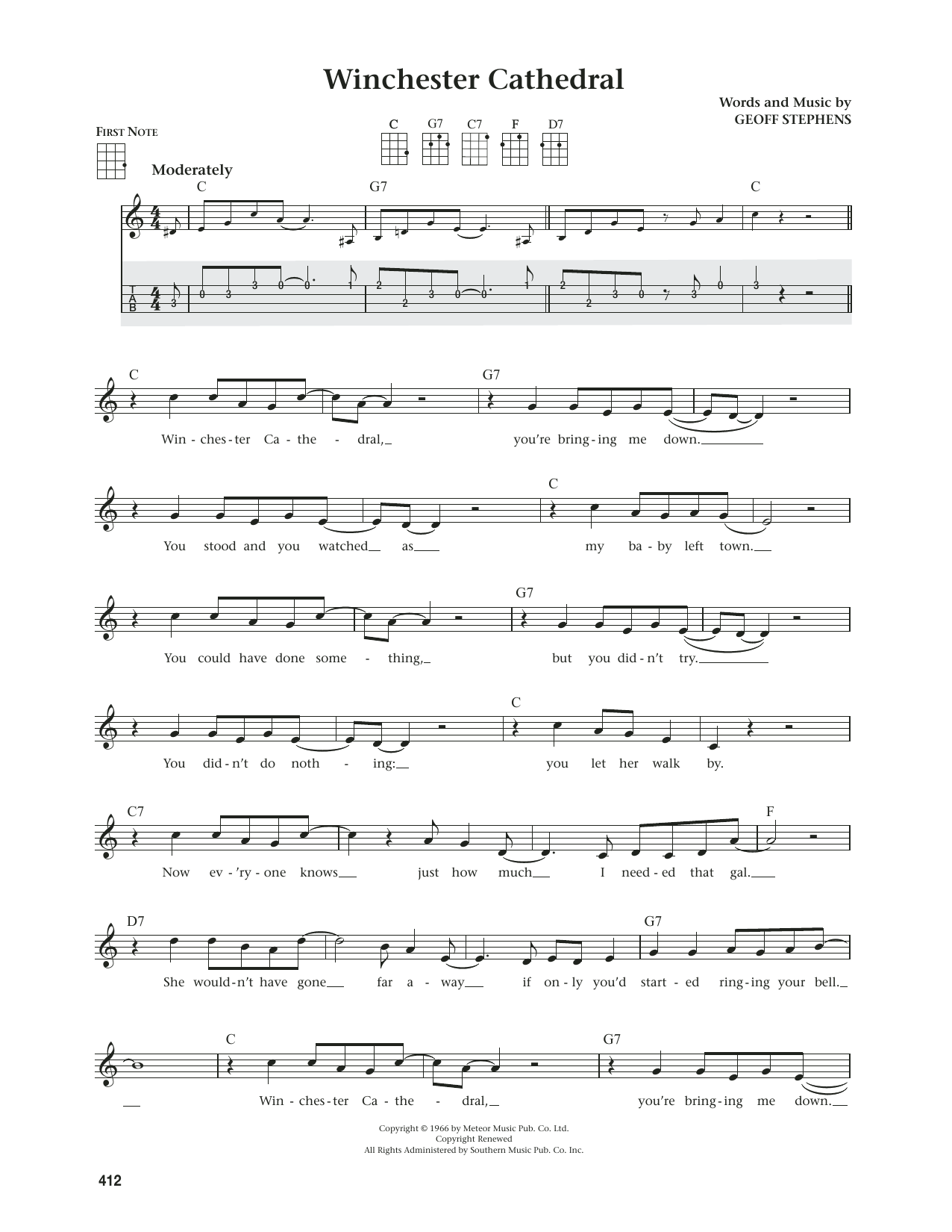 New Vaudeville Band Winchester Cathedral (from The Daily Ukulele) (arr. Jim Beloff) sheet music notes and chords. Download Printable PDF.