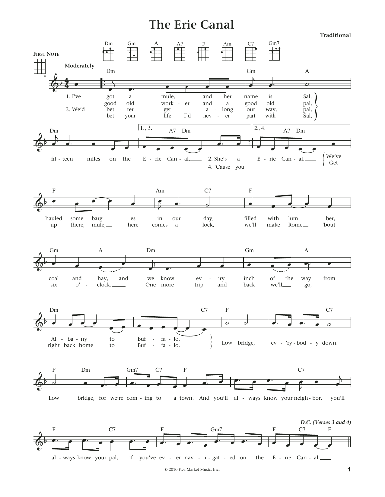 Learn to play New York Work Song The Erie Canal (from The Daily Ukulele) (arr. Liz and Jim Beloff) sheet music for Ukulele in minutes. Price: 5.9900$ New York Work Song The Erie Canal (from The Daily Ukulele) (arr. Liz and Jim Beloff) sheet music notes and chords arranged for Ukulele