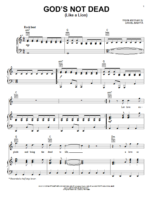 Daniel Bashta God's Not Dead (Like A Lion) sheet music notes and chords. Download Printable PDF.