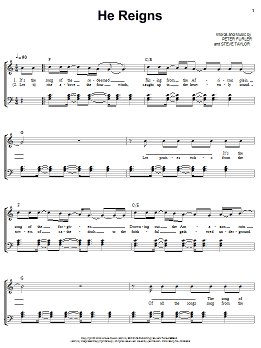 Newsboys He Reigns sheet music notes and chords. Download Printable PDF.