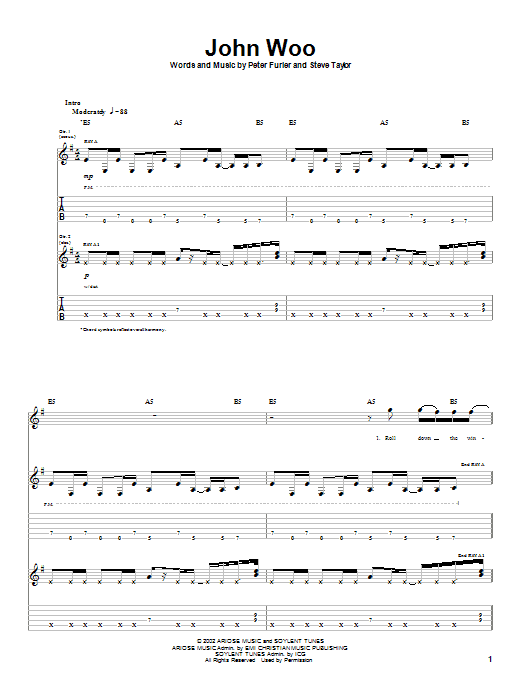 Newsboys John Woo sheet music notes and chords arranged for Guitar Tab