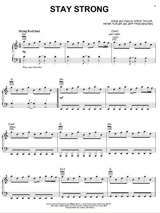 Learn to play Newsboys Stay Strong sheet music for Piano, Vocal & Guitar Chords (Right-Hand Melody) in minutes. Price: 7.8900$ Newsboys Stay Strong sheet music notes and chords arranged for Piano, Vocal & Guitar Chords (Right-Hand Melody)