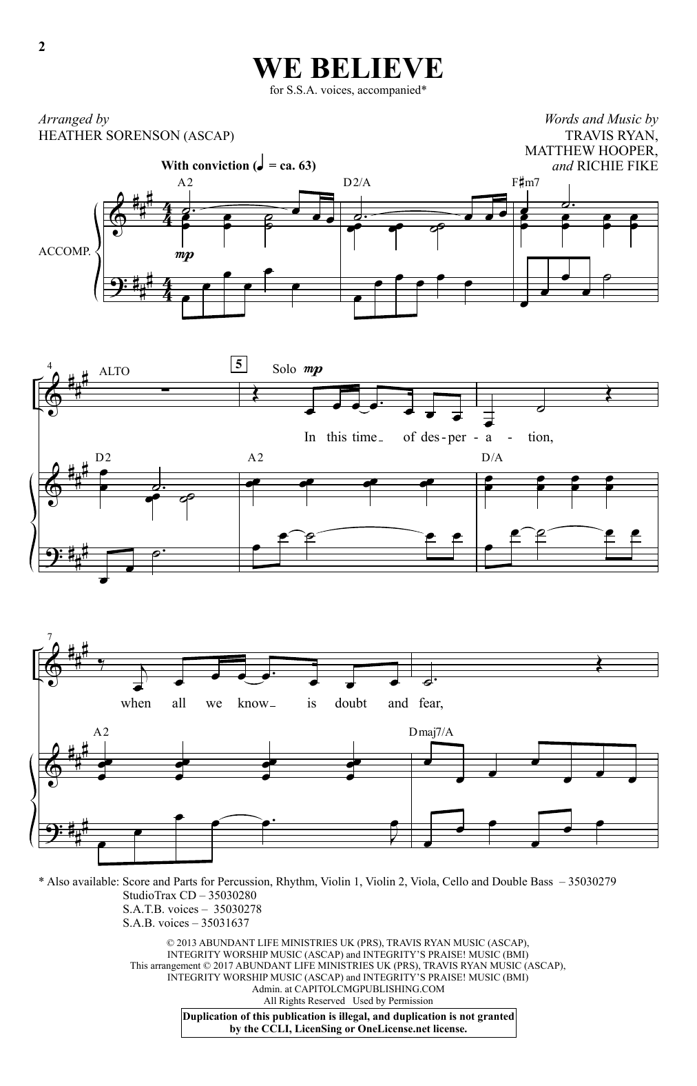 Newsboys We Believe (arr. Heather Sorenson) sheet music notes and chords. Download Printable PDF.