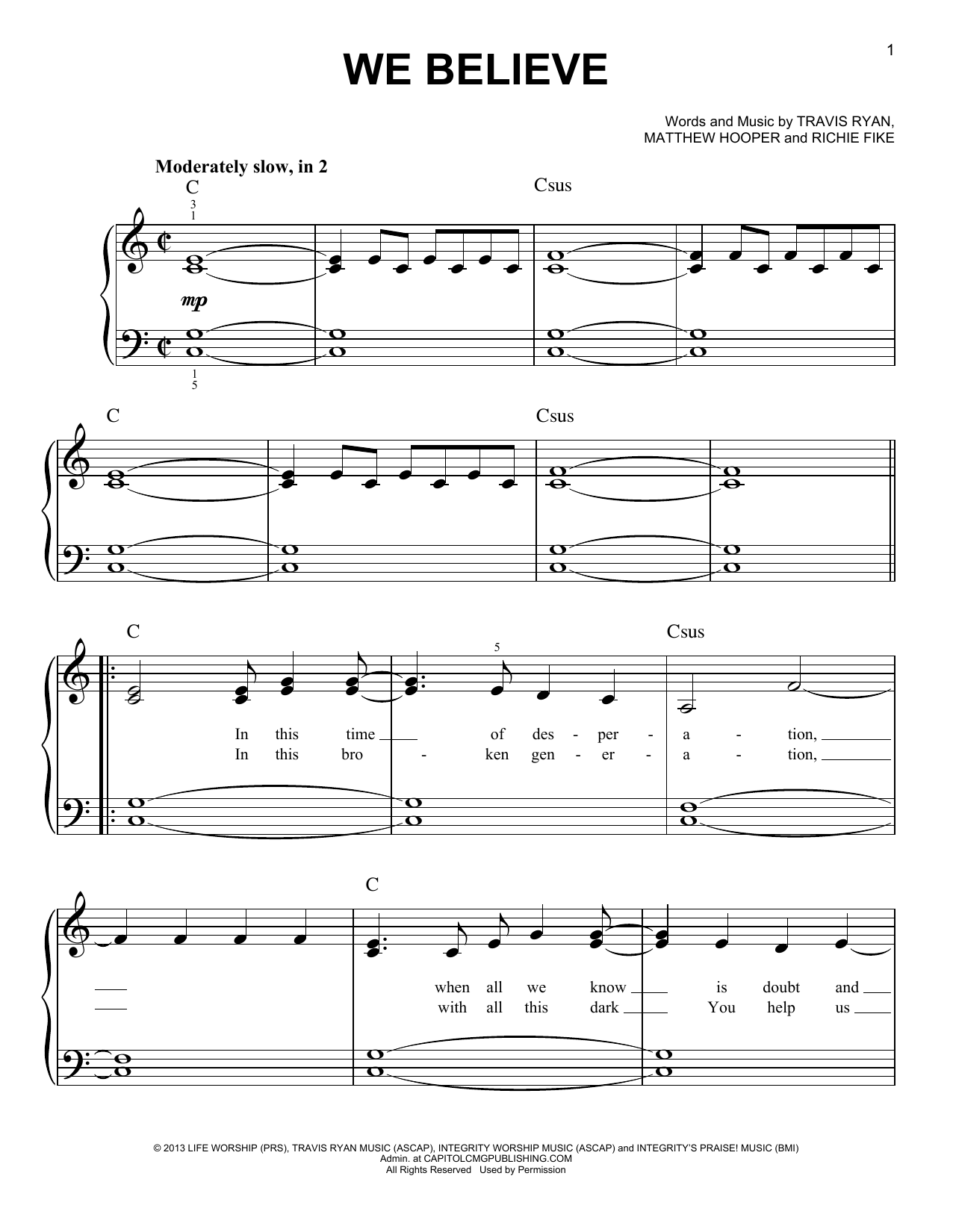 Newsboys We Believe sheet music notes and chords. Download Printable PDF.