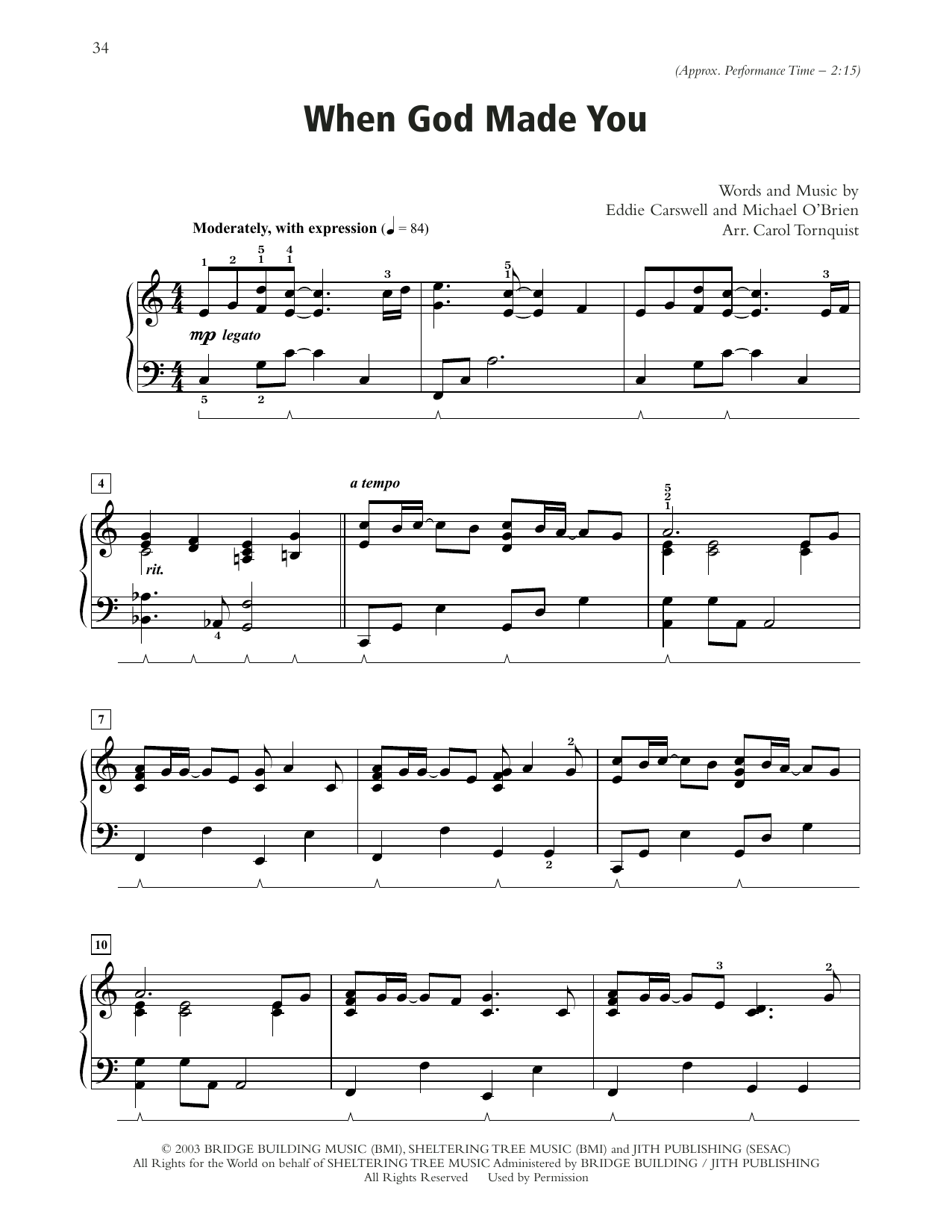 Newsong When God Made You (arr. Carol Tornquist) sheet music notes and chords. Download Printable PDF.