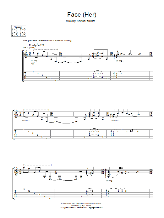 Newton Faulkner Face (Her) sheet music notes and chords arranged for Guitar Tab
