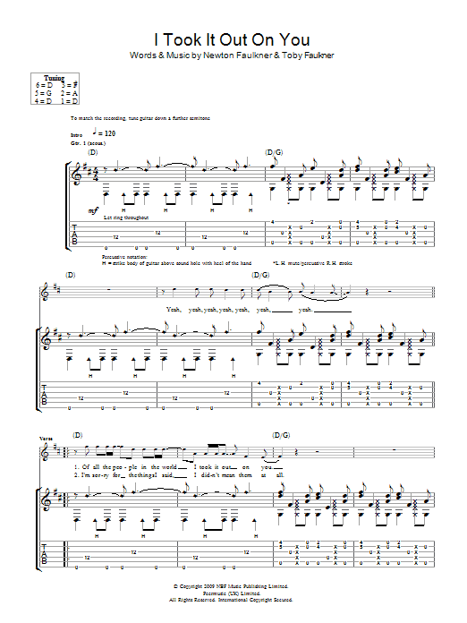 Learn to play Newton Faulkner I Took It Out On You sheet music for Guitar Tab in minutes. Price: 7.8900$ Newton Faulkner I Took It Out On You sheet music notes and chords arranged for Guitar Tab