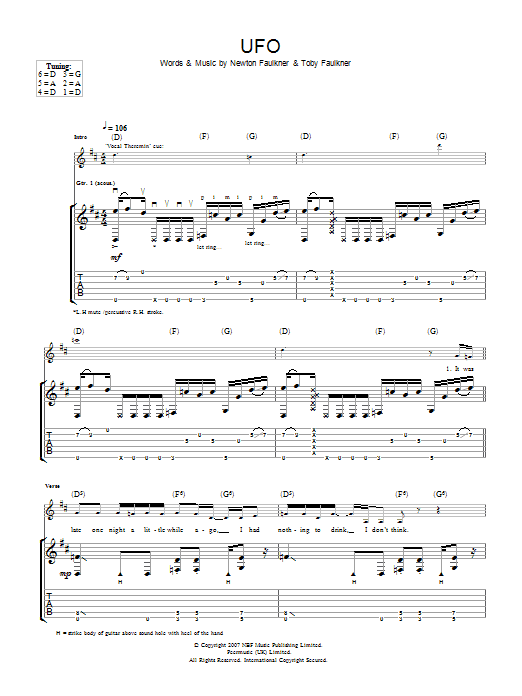 Learn to play Newton Faulkner U.F.O. sheet music for Guitar Tab in minutes. Price: 7.8900$ Newton Faulkner U.F.O. sheet music notes and chords arranged for Guitar Tab