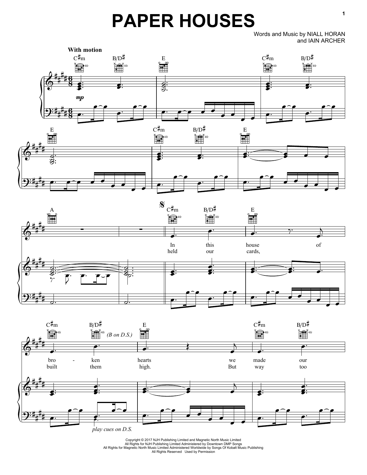 Learn to play Niall Horan Paper Houses sheet music for Piano, Vocal & Guitar Chords (Right-Hand Melody) in minutes. Price: 7.8900$ Niall Horan Paper Houses sheet music notes and chords arranged for Piano, Vocal & Guitar Chords (Right-Hand Melody)