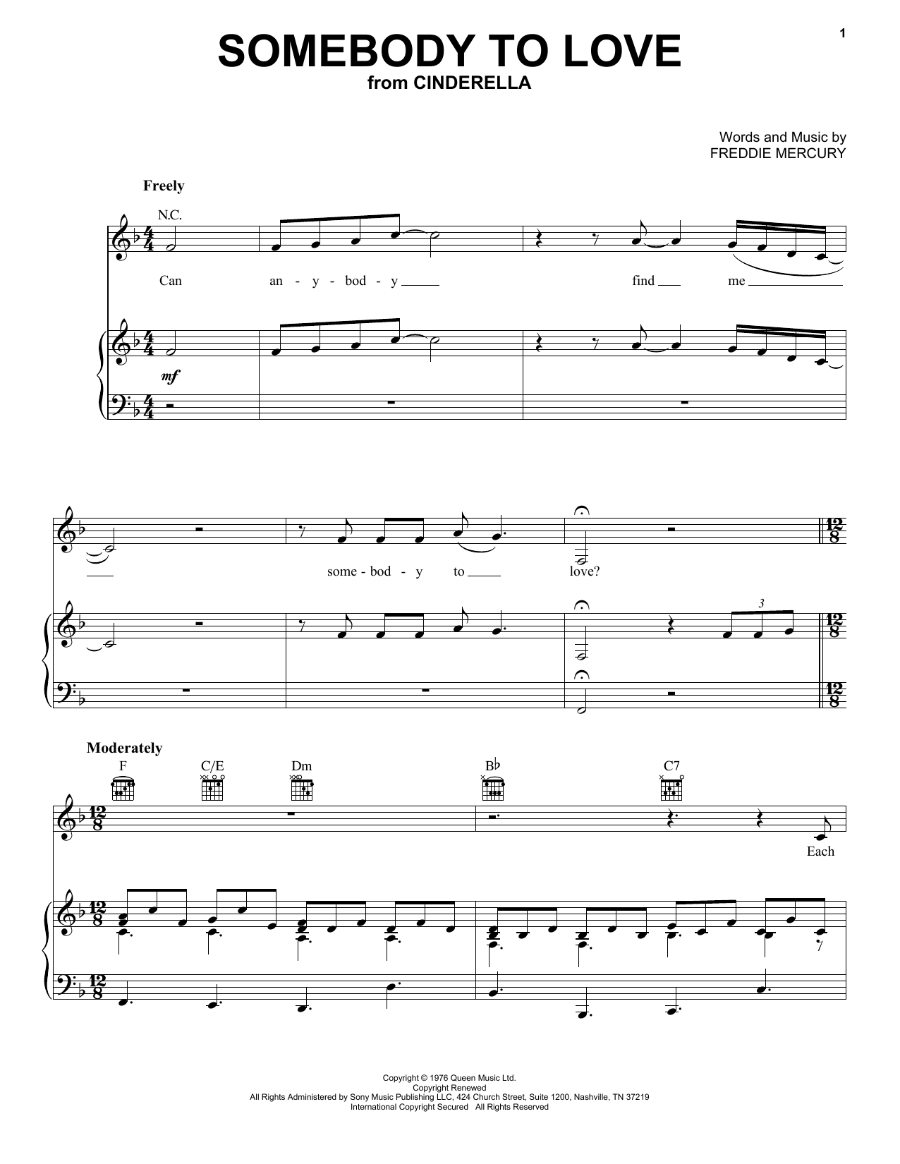 Nicholas Galitzine Somebody To Love (from the Amazon Original Movie Cinderella) sheet music notes and chords. Download Printable PDF.