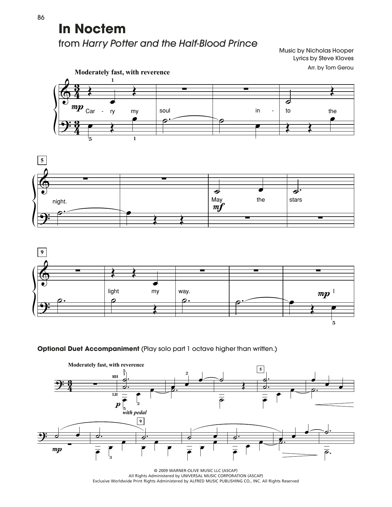 Nicholas Hooper In Noctem (from Harry Potter) (arr. Tom Gerou) sheet music notes and chords. Download Printable PDF.