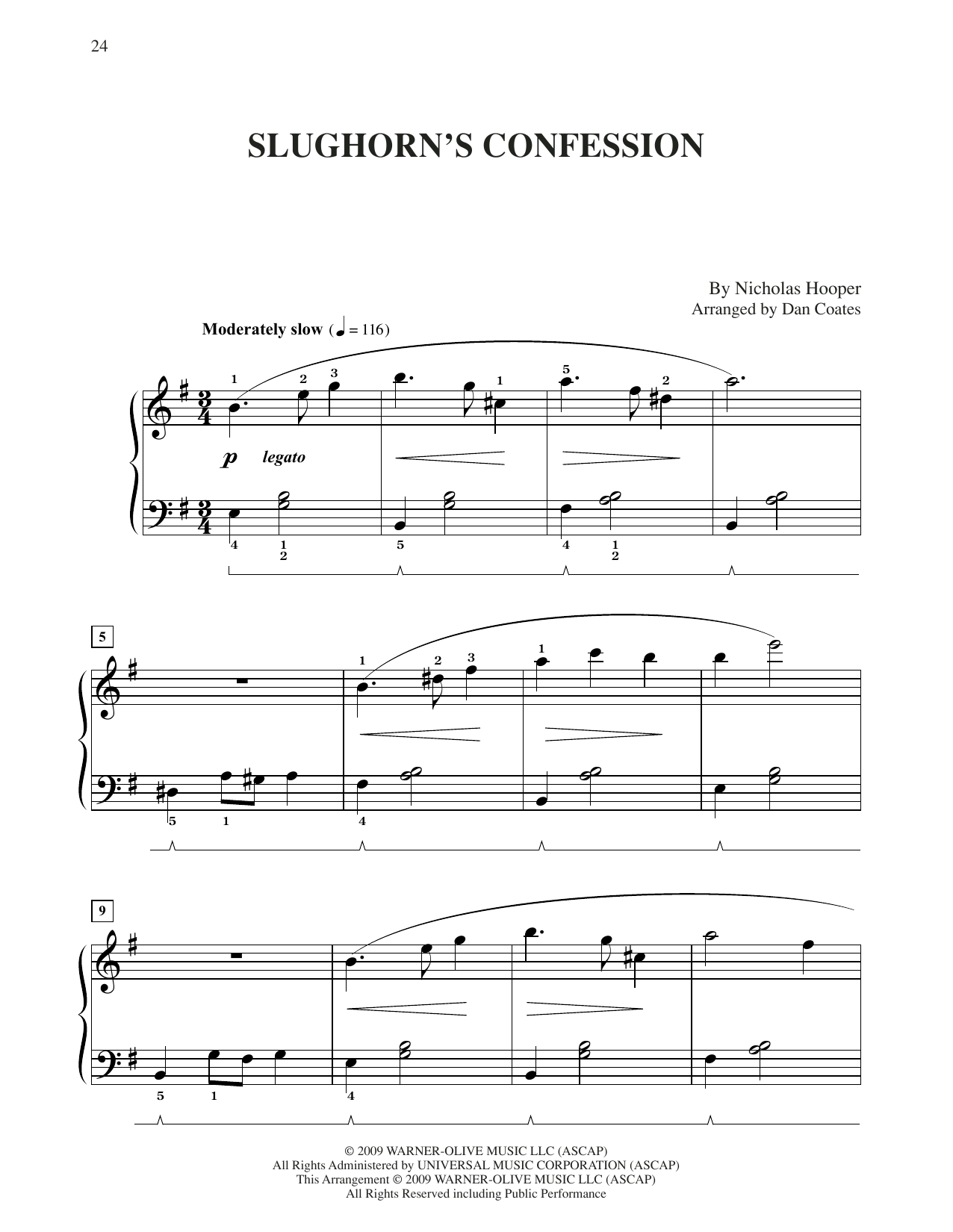 Nicholas Hooper Slughorn's Confession (from Harry Potter) (arr. Dan Coates) sheet music notes and chords arranged for Easy Piano