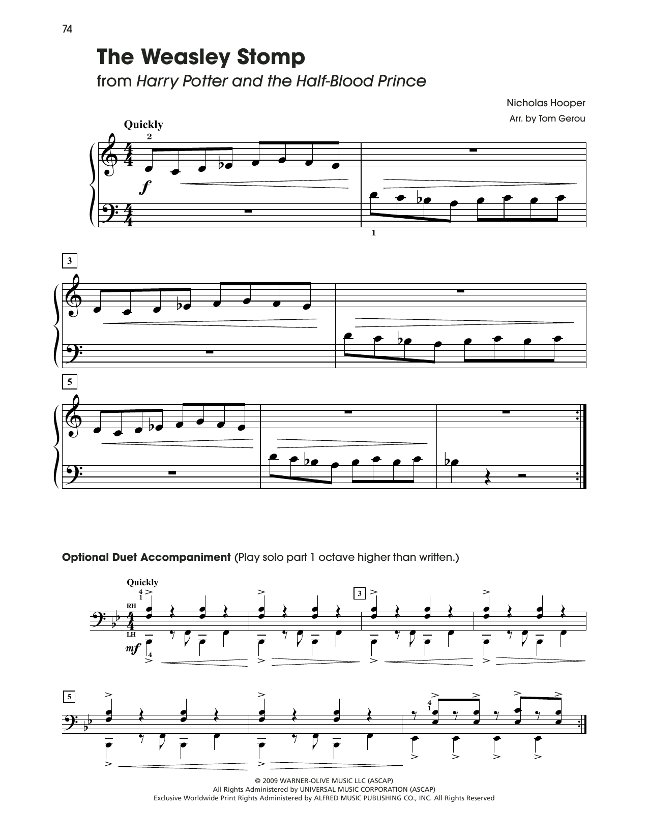 Nicholas Hooper The Weasley Stomp (from Harry Potter) (arr. Tom Gerou) sheet music notes and chords. Download Printable PDF.