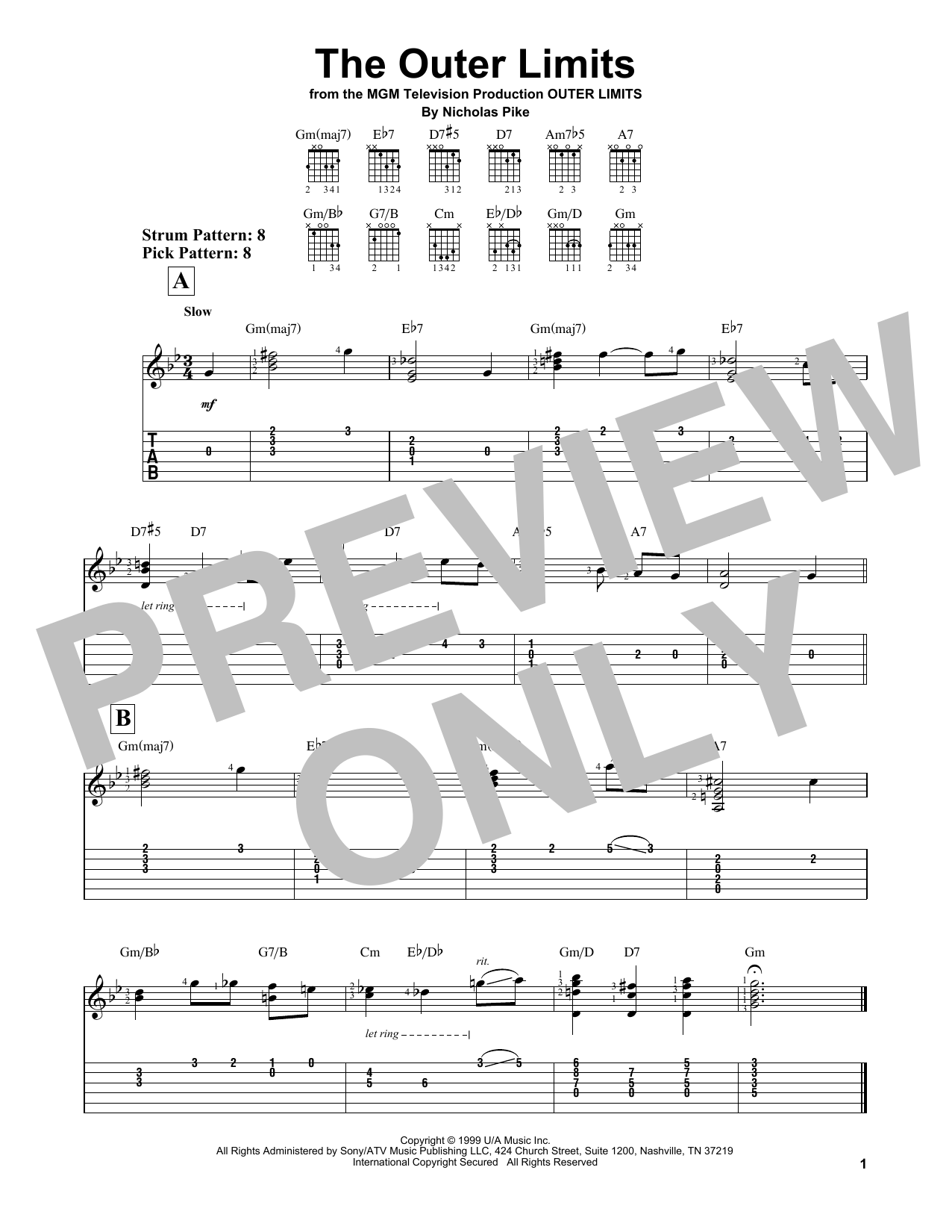 Nicholas Pike Outer Limits sheet music notes and chords. Download Printable PDF.