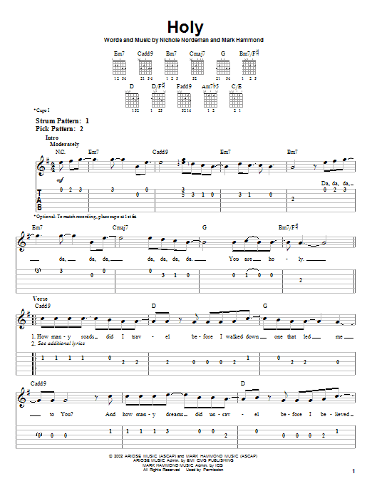 Nichole Nordeman Holy sheet music notes and chords. Download Printable PDF.