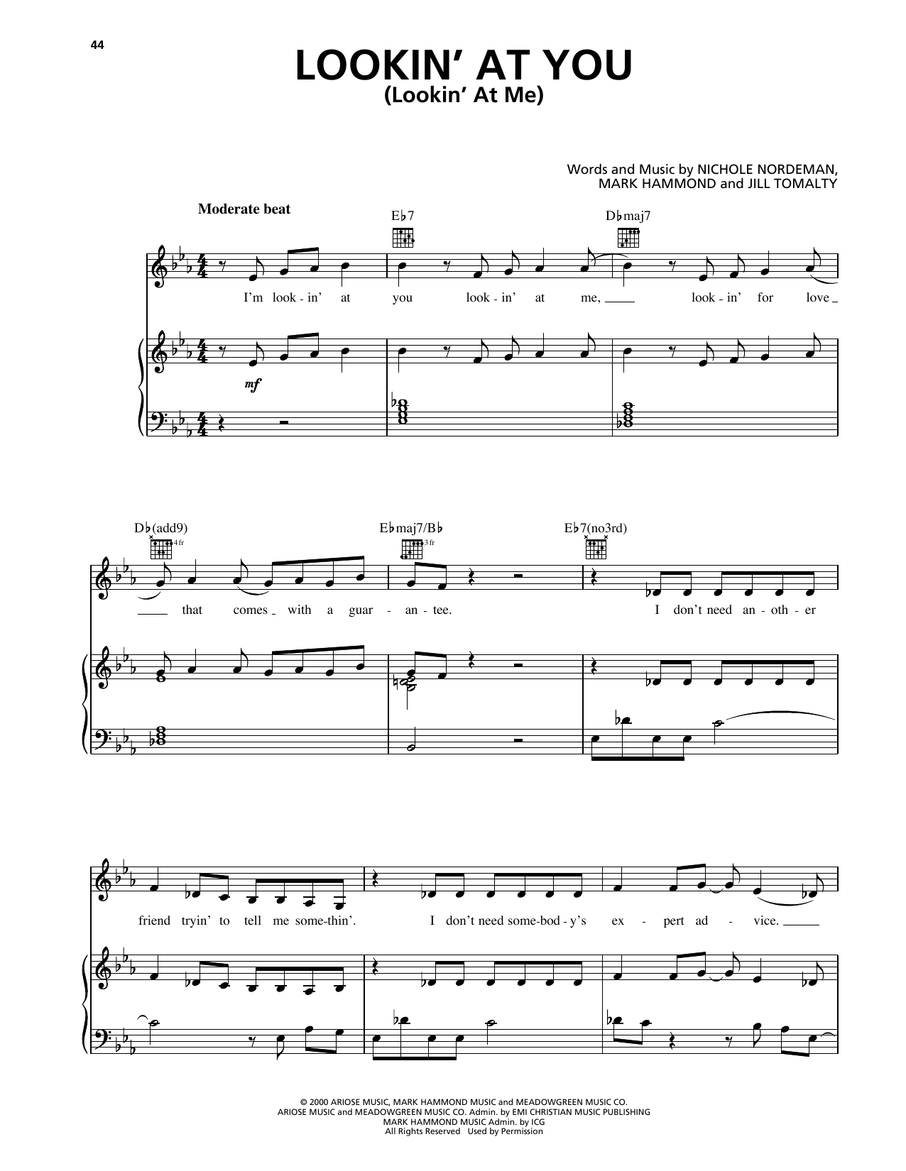 Nichole Nordeman Lookin' At You (Lookin' At Me) sheet music notes and chords arranged for Piano, Vocal & Guitar Chords (Right-Hand Melody)