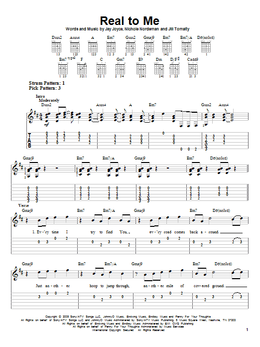 Nichole Nordeman Real To Me sheet music notes and chords. Download Printable PDF.